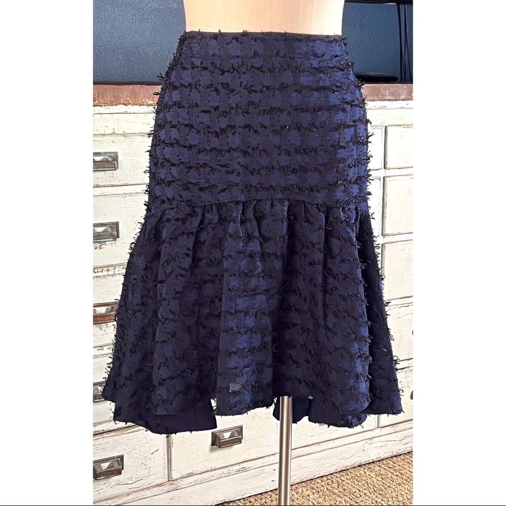 Anthropologie Miranda Textured Blue Midi Skirt NWT New XS